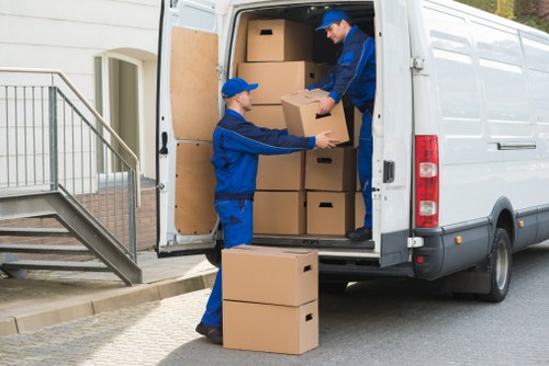 Packing and loading items into a moving truck for an Aldersbrook move