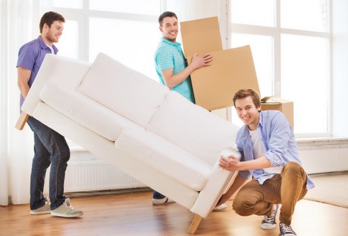 Careful unloading practices for a moving service
