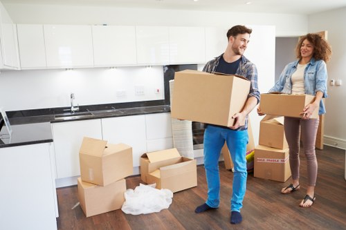 Family home relocation with a moving truck in Aldersbrook