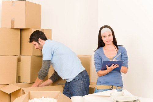 Commercial office relocation materials prepared for loading