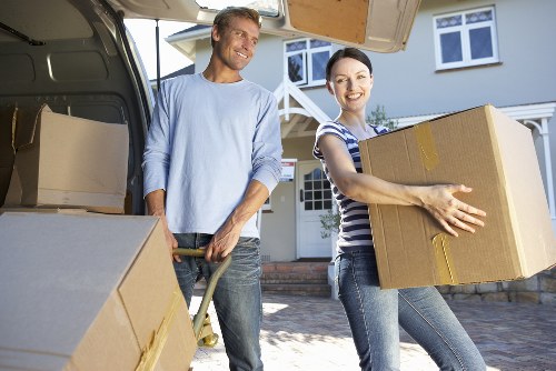 Household boxes and removals equipment ready for a local move